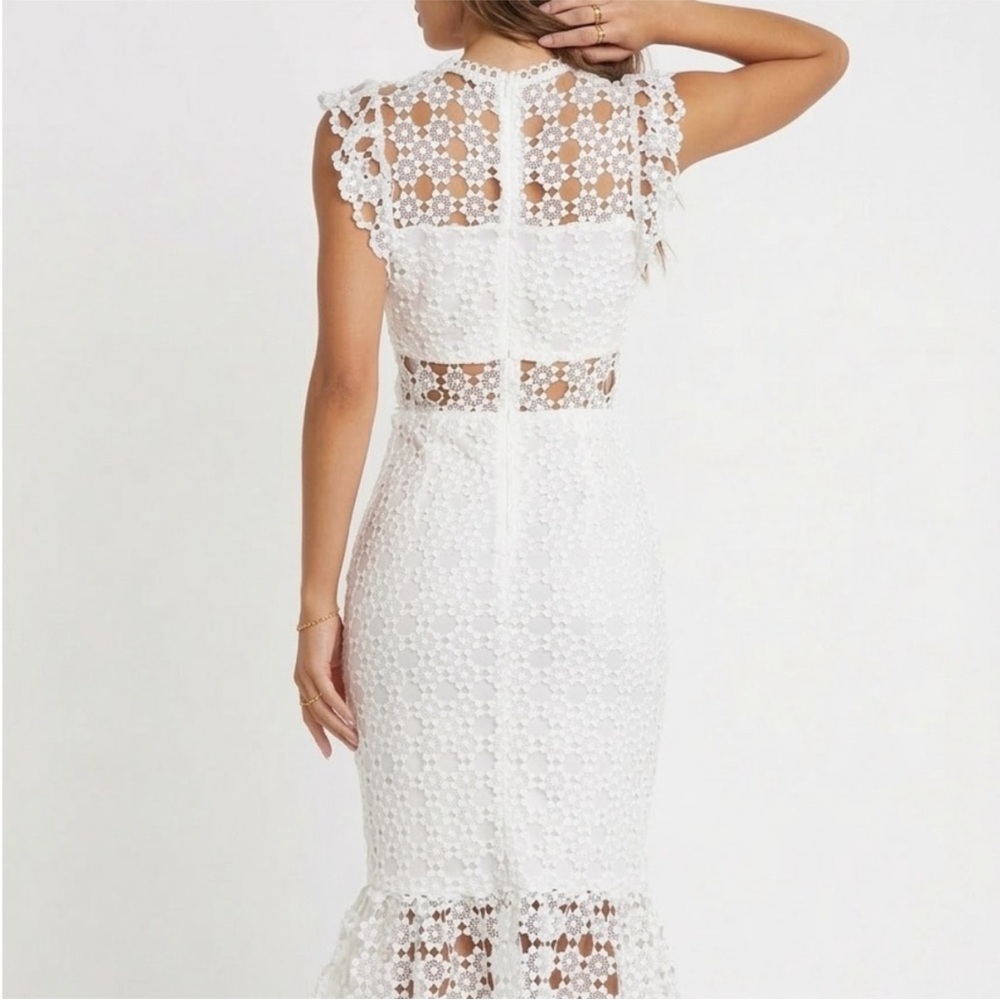 Petal & Pup Lauren White Crochet Lace Midi Dress - Picture 2 of 11